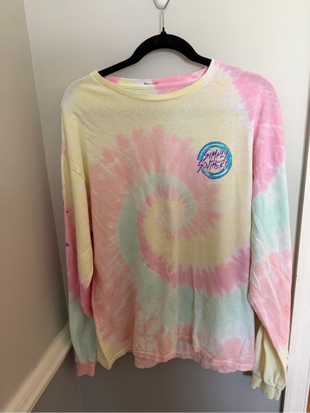 Simply Southern Pastel Spiral Tie-Dye Crewneck Sweater - Pink, Yellow, Mint